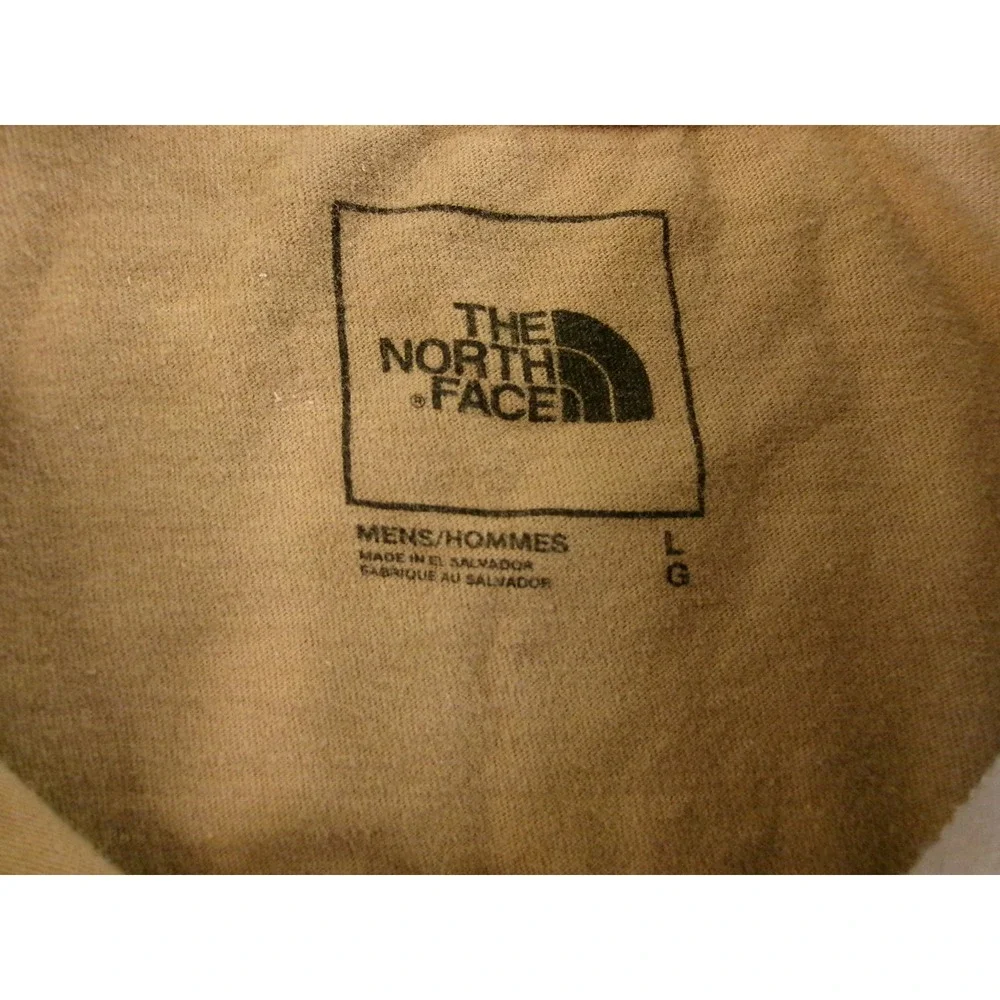 The North Face‎ Long Sleeve T-Shirt Mens L Tan Graphic Logo Sleeve BX70G20